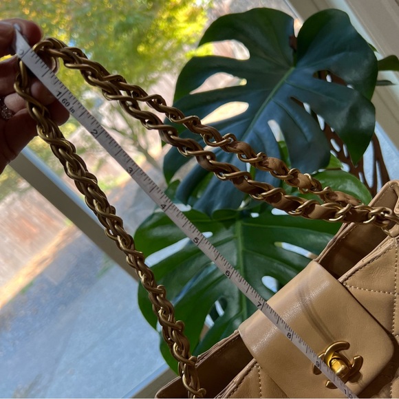 CHANEL Lambskin Small Quilted CC Tote Beige - Picture 12 of 15